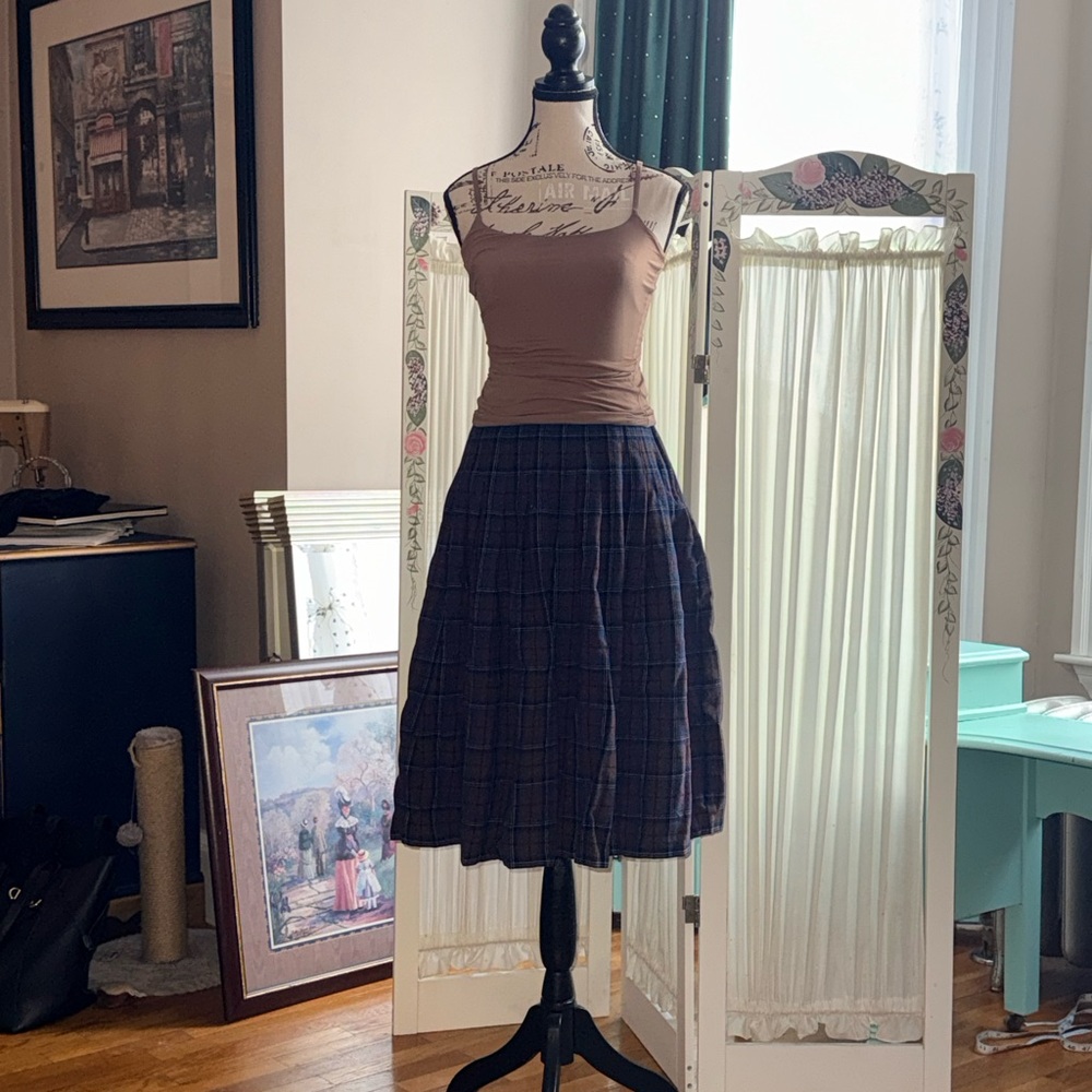 Pendleton Navy Plaid A-Line Skirt